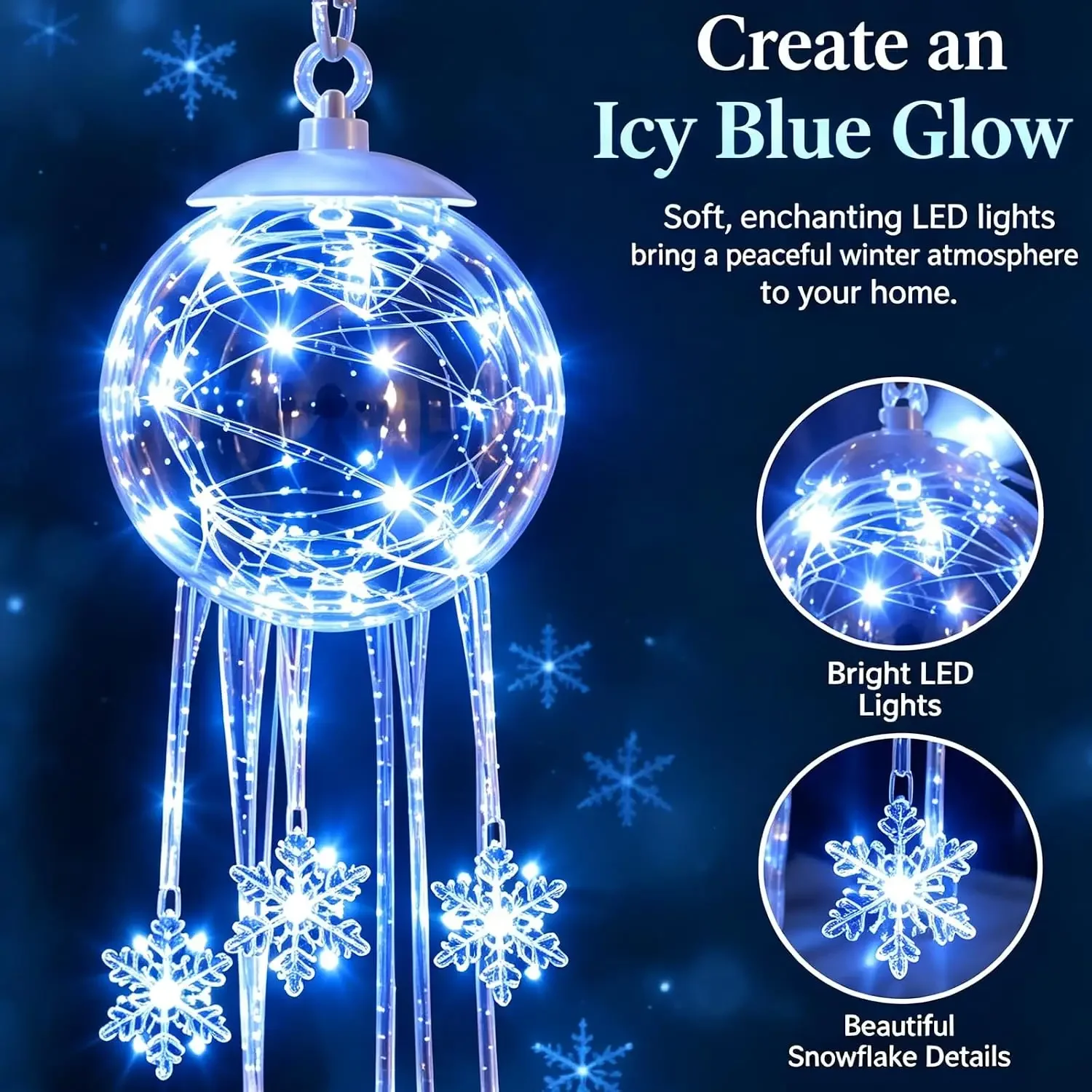 Winter Magic Snowflake Cascade, LED Hanging Christmas Ornament, ICY Glow Hanging Ornament,Sparkling Snowflake String Light Decor