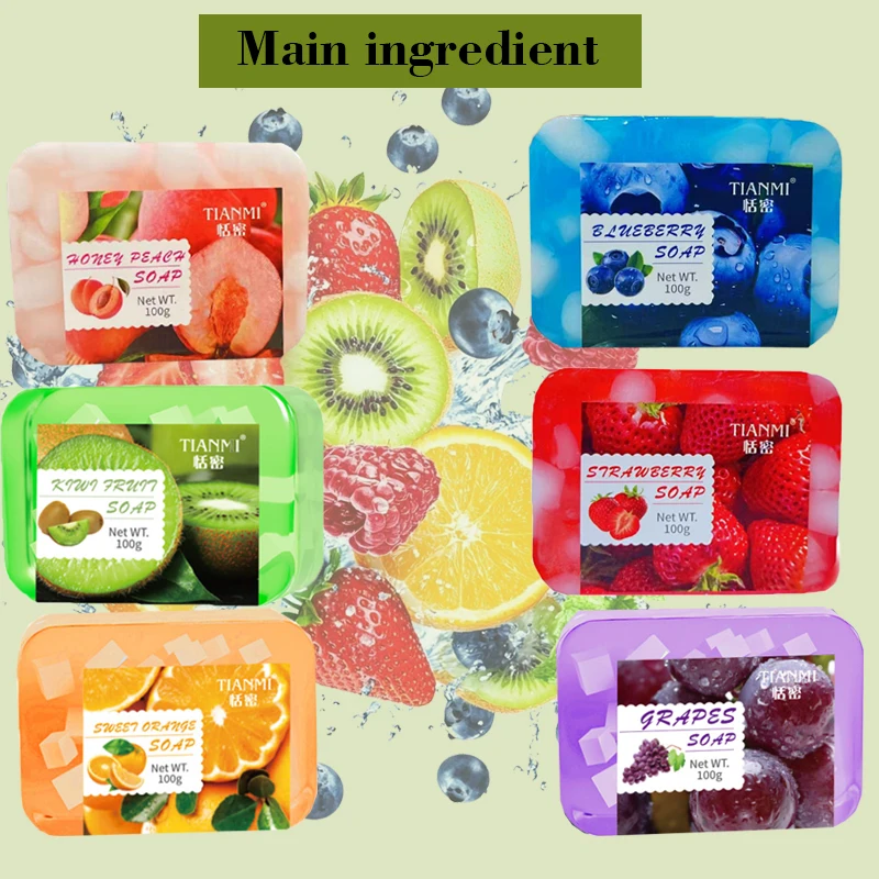 6 مجموعات من الصابون المصنوع يدويًا بنكهة الفاكهة، مع 6 نكهات مختلفة للاختيار من بينها، بما في ذلك البرتقال الحلو والتوت والكيوي وما إلى ذلك، #2