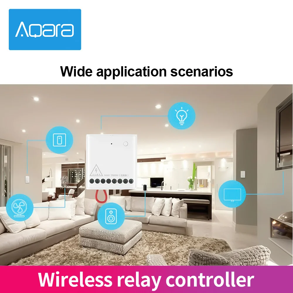 Aqara Two-way Control Module T2 2CH Wireless Relay Switch Controller Zigbee Smart Home Relay Module Support Mijia Apple HomeKit