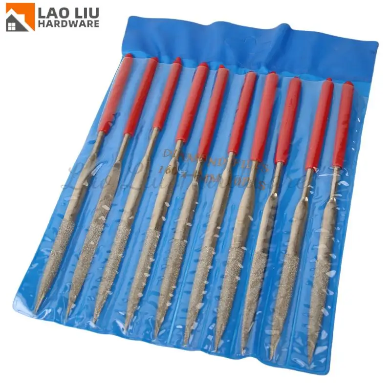 

10Pcs Diamond Needle File Set 4x160mm Mini Needle File Kit For Stone Glass Metal Carving Craft Hand Tools Needle File Set