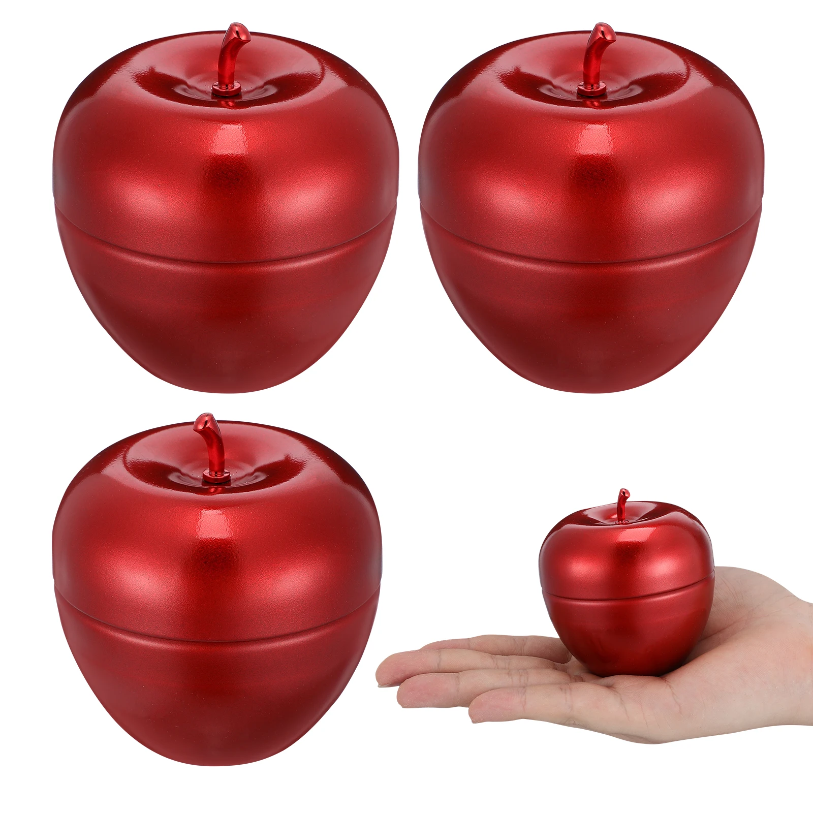 GOOHOCHY 4Pcs Christmas Jar Tea Tins Storage Red Wrought Iron Candy Cookie Container Multi Function Convenient Loose