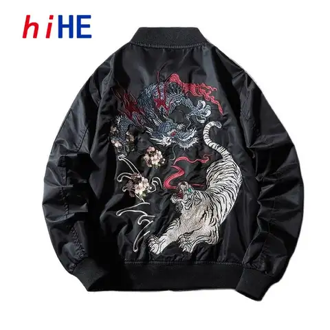 Men Women Bomber Jacket Dragon Tiger Embroidered Sukajan Padded Baseball Coat Japan Male Windrunner 2024 MA1 Spring Winter Z1