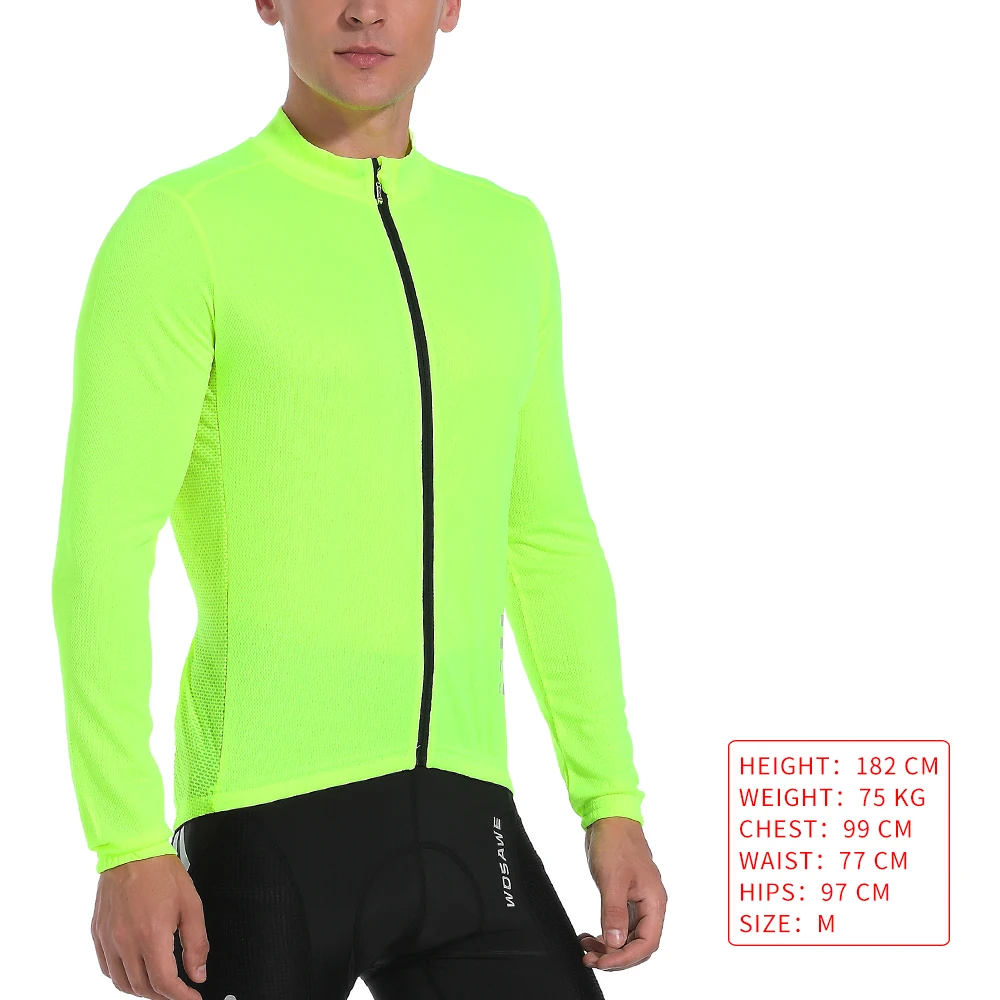 WOSAWE Pro Long Sleeve Cycling Jersey Mesh Bicycle Jerseys Outdoor MTB Mountain Road Bike Uniform Clothing Wear Quick Dry