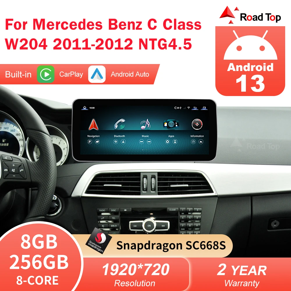 

Android 13 Car Multimedia Auto Radio Carplay For Mercedes C Class W204 S204 2011-2012 BT WIFI Stereo GPS Navigation Touch Screen