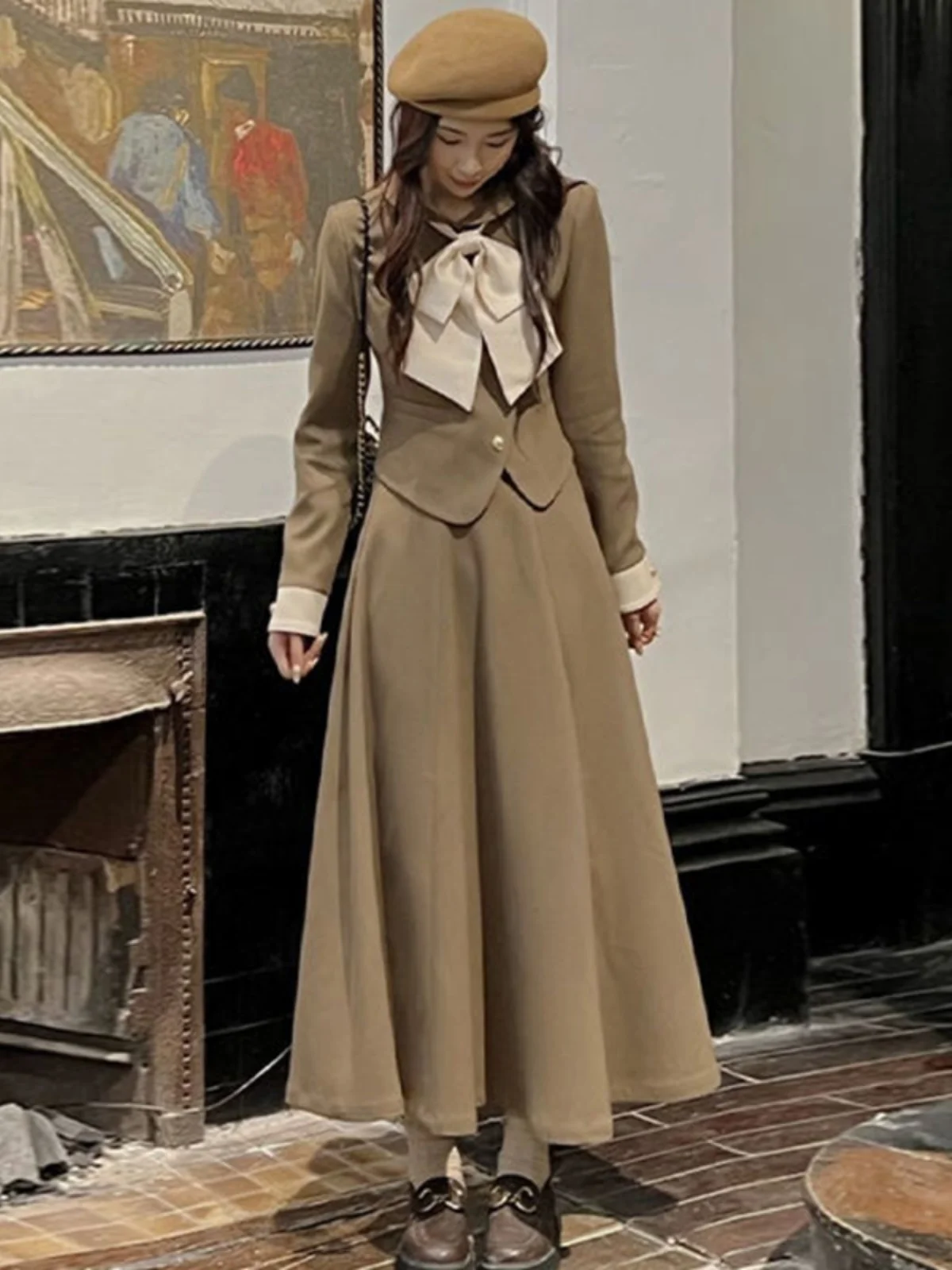 

Осенний новый стиль: корейский ретро-комплект в университетском стиле для элегантных дам, легкий, роскошный, с нотками утонченности и изысканности, в стиле «маленький аромат».