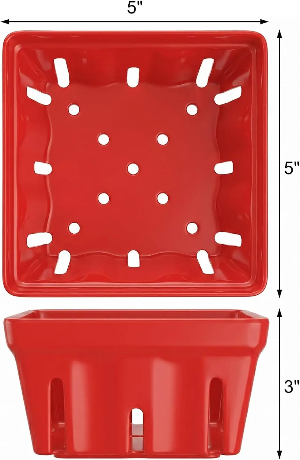 1PCS Melamine Berry Basket Small Square Fruit Colander with Holes 5 inch Lightweight Berry Bowls Cute Containers for Washing