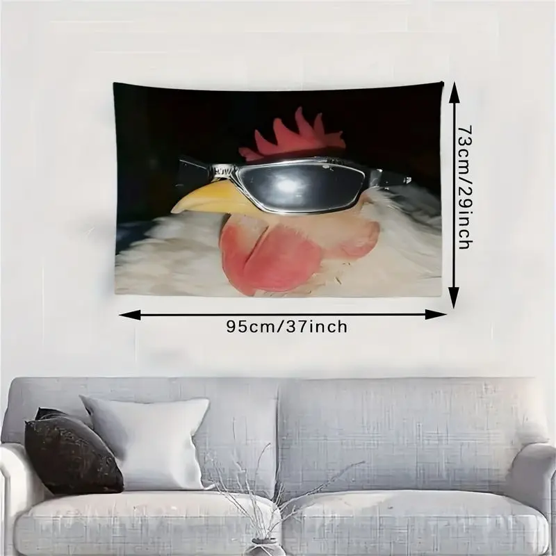 VIKAMA Cool Pulling Sunglasses Funny Rooster Tapestry, Playful Wall Art for Bedroom Living Room Dorm Aesthetic