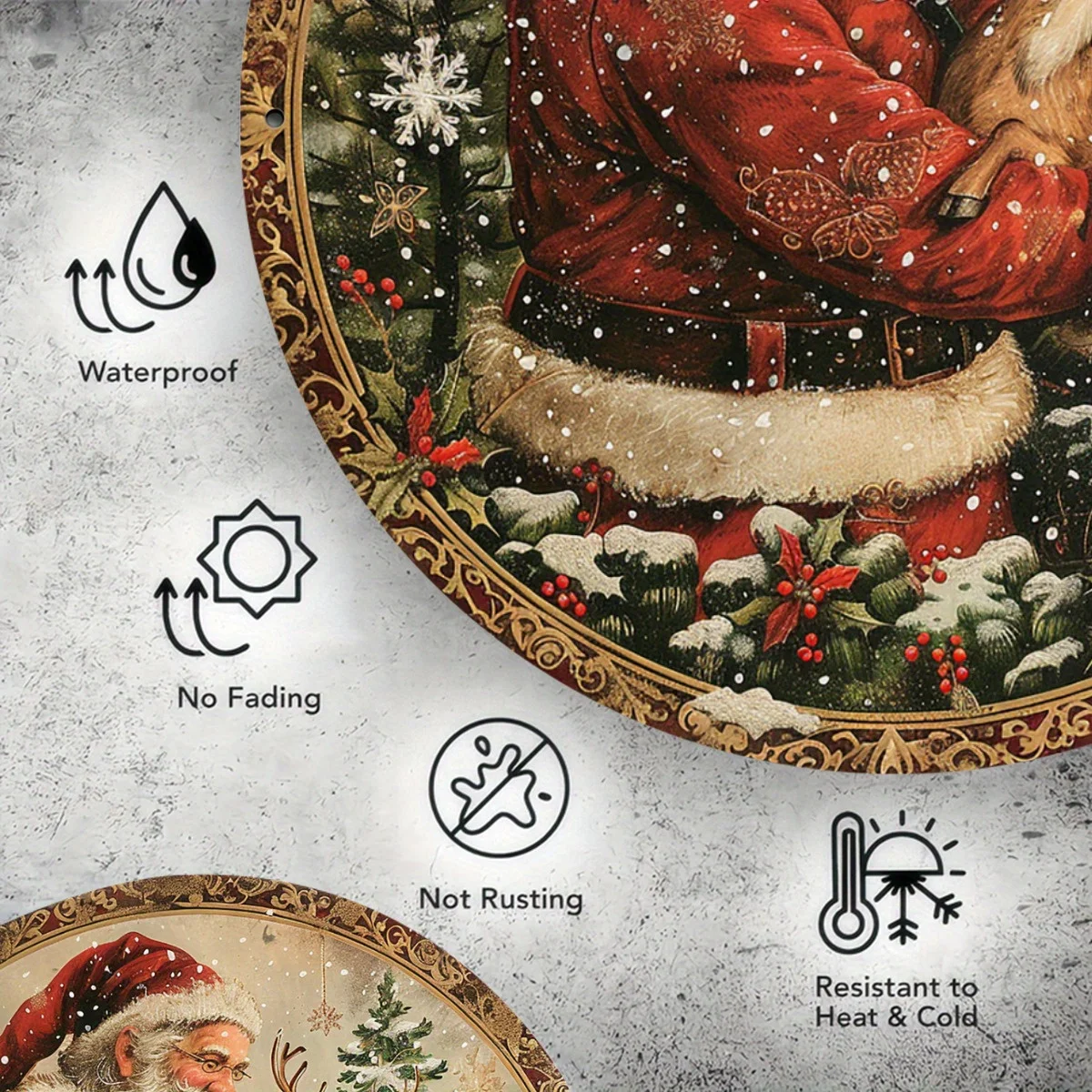 ** علامة ألومنيوم لشجرة عيد الميلاد معجزة تحت الشجرة - هدية سانتا مقاس 8 × 8 بوصة للمشهد الليلي فن معدني للمنزل والمطعم والمقهى والمرآب **