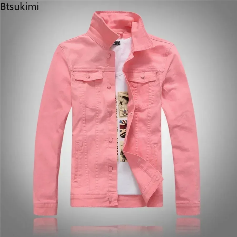 2025 Męska kurtka jeansowa Wiosna Jesień Mężczyźni Slim Denim Jacket Solid Long Sleeve Casual Outerwear Kurtka dla mężczyzn M-4XL