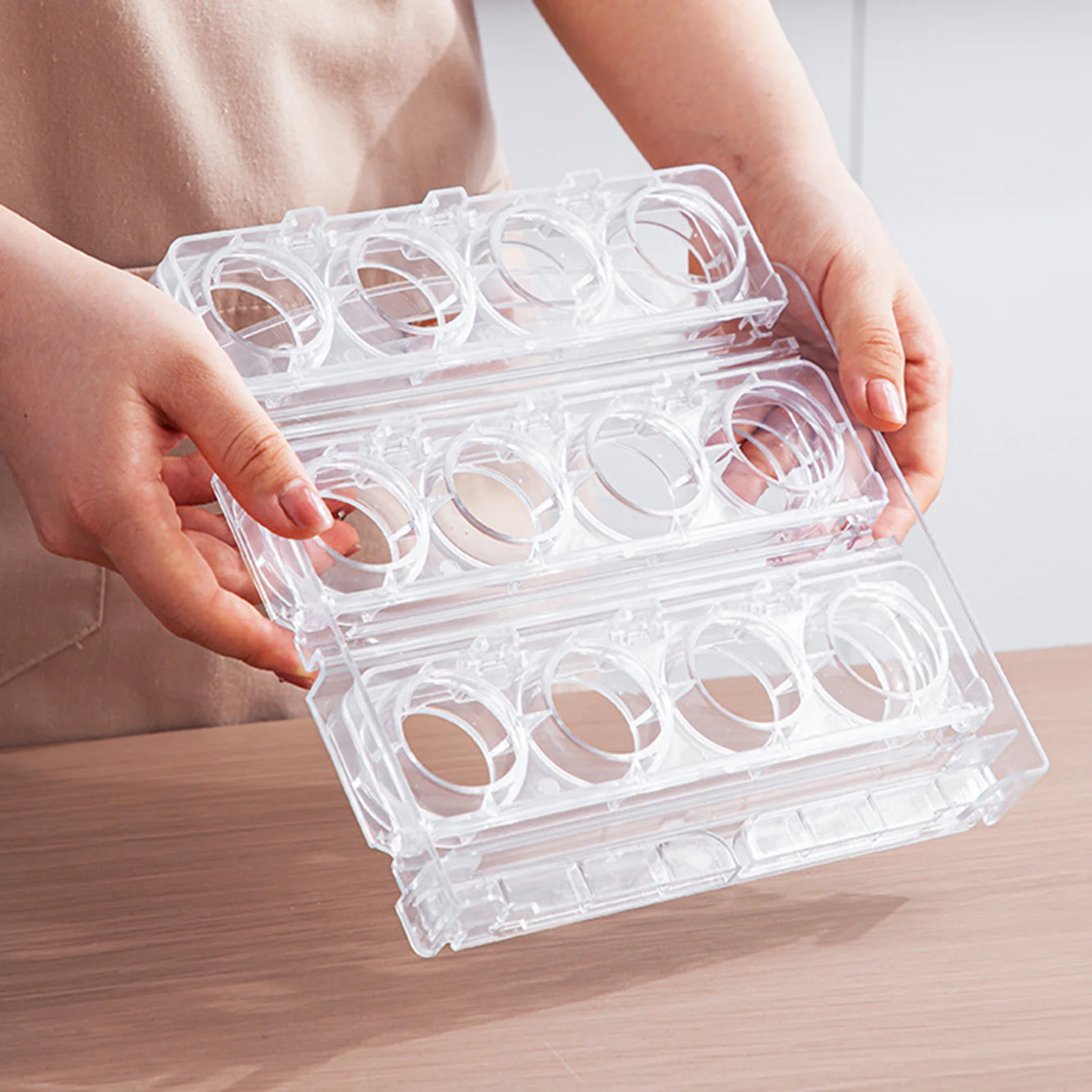 Kitchen Egg Storage Box Refrigerator Side Door Storage Artifact Three-Layer Egg Box Reversible 24-Grid Egg Tray Storage Rack