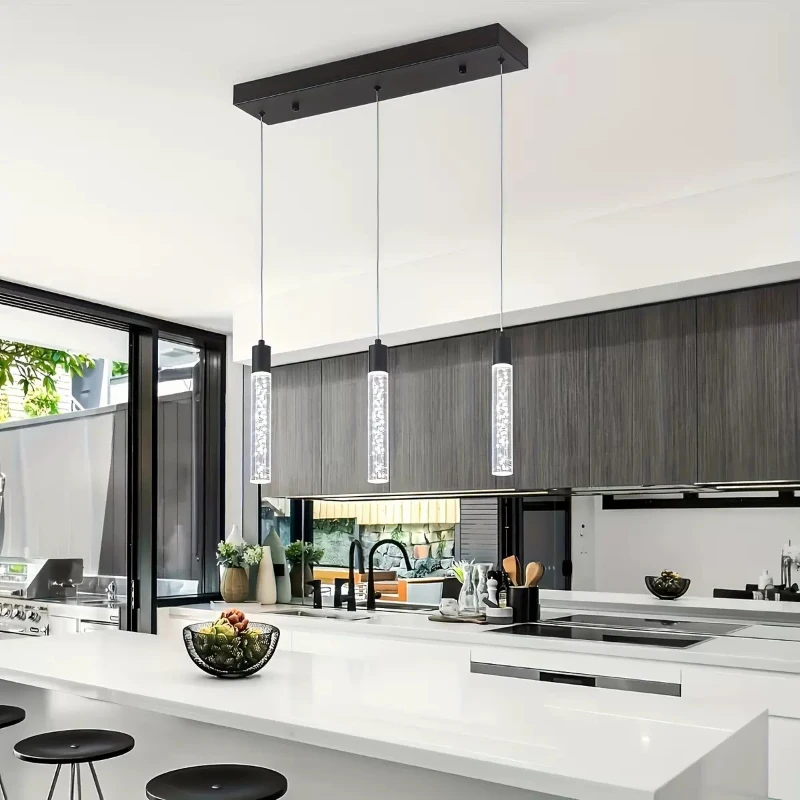 

Pendant Lamp Led Modern Long Minimalist Bubble K9 Crystal Hanging Lights Dining Room Cylinder Long Tube Pendant Lights Ceiling