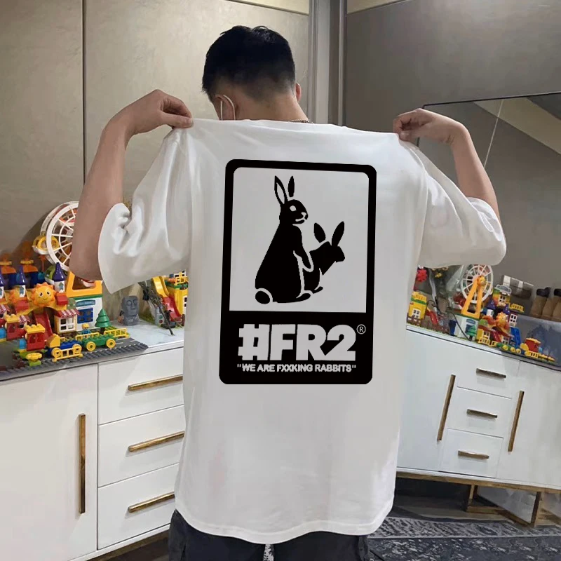 

Fxxking Rabbits FR No Smoking Высокое качество из чистого хлопка с короткими рукавами для мужчин и женщин в одном стиле японского и корейского бренда Tide