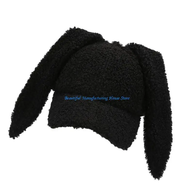 

E56A Stylish Rabbits Hat Cosplay Warm Hat Outdoor Teens Streetwear Baseball Caps for Ski Cycling Furry Winter Hat