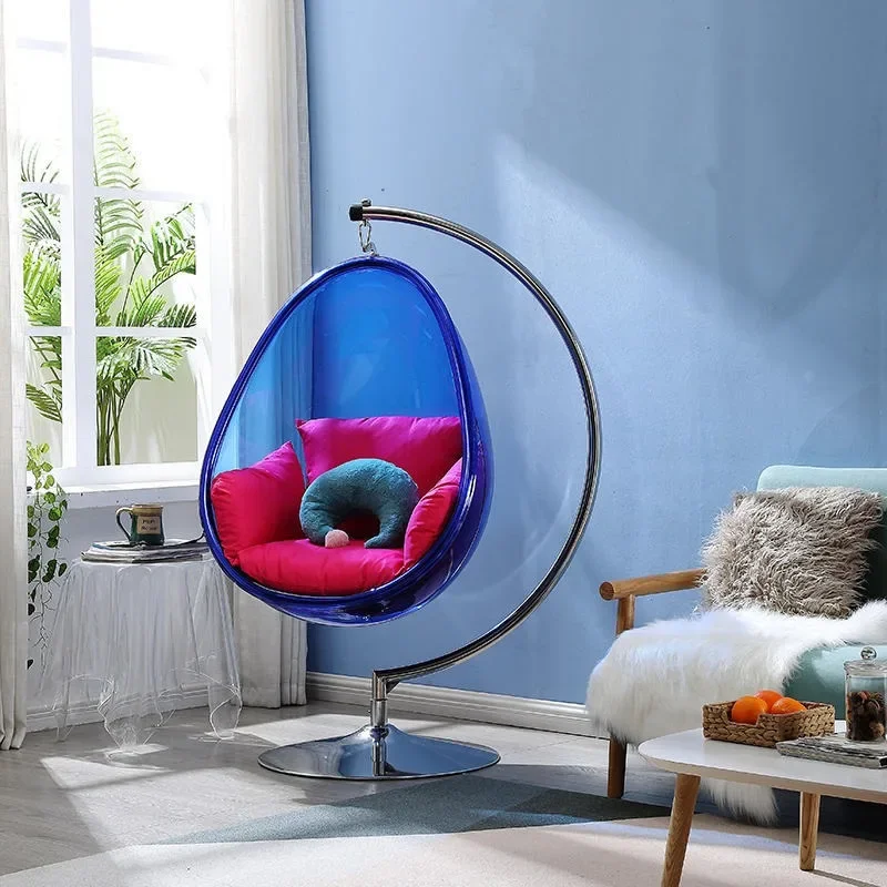 Hanging Chair Transparent Space Bubble Chair Cradle Hanging Basket Indoor Balcony Household Oval Acrylic Swing Chaise Lounge