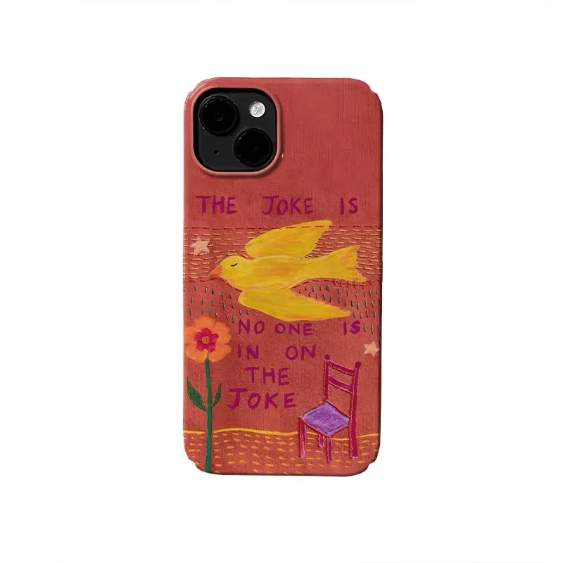 

Red Flower Yellow Flying Bird Oil Painting Phone Case for IPHONE 17Air 16E 15PROMAX 14 Plus 13 12 MINI 11 XR Acrylic Phone Cover