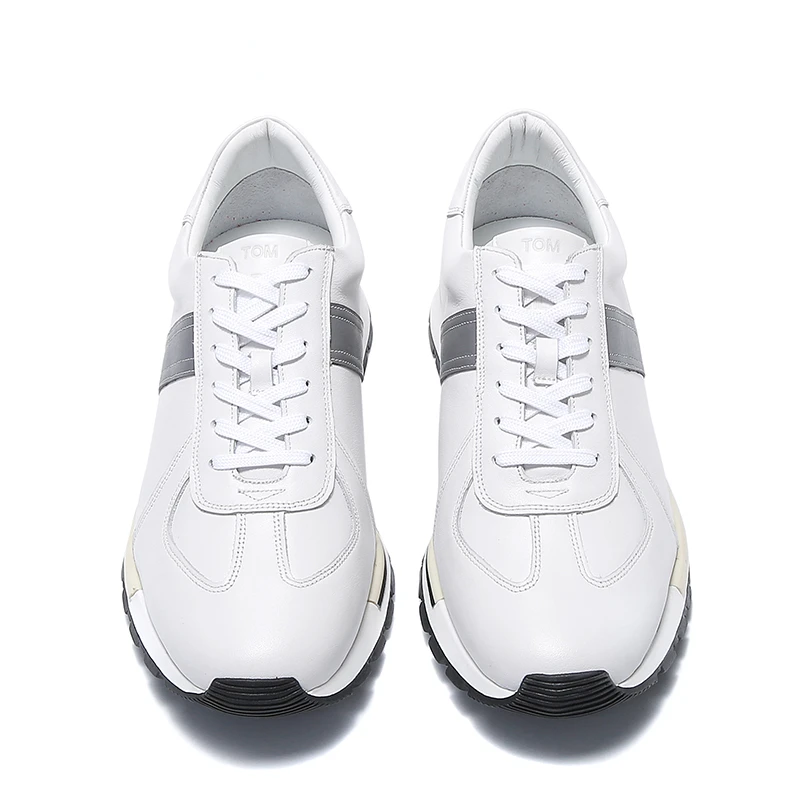 New Men Casual Shoes Breathable Genuine Leather Lace Up Derby White Sneakers Male Sport Leather Shoes Thick Sole Flats