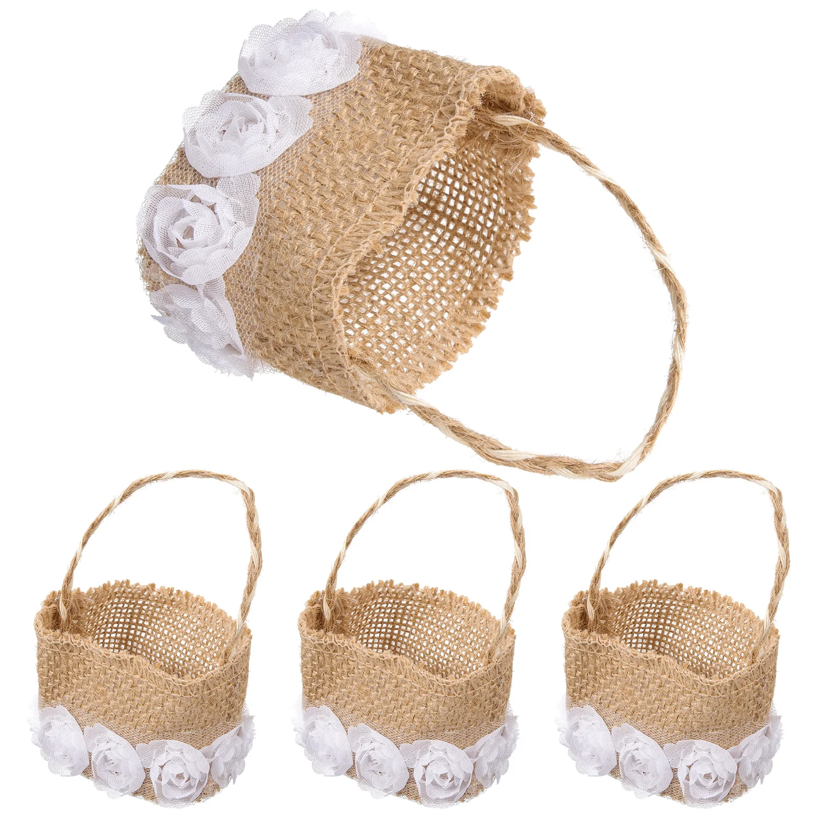 

4 Pcs Candy Bags Wedding Decor Flower Girl Burlap Small Basket Packaging Pillow Bouquet Lovers Home Handbag