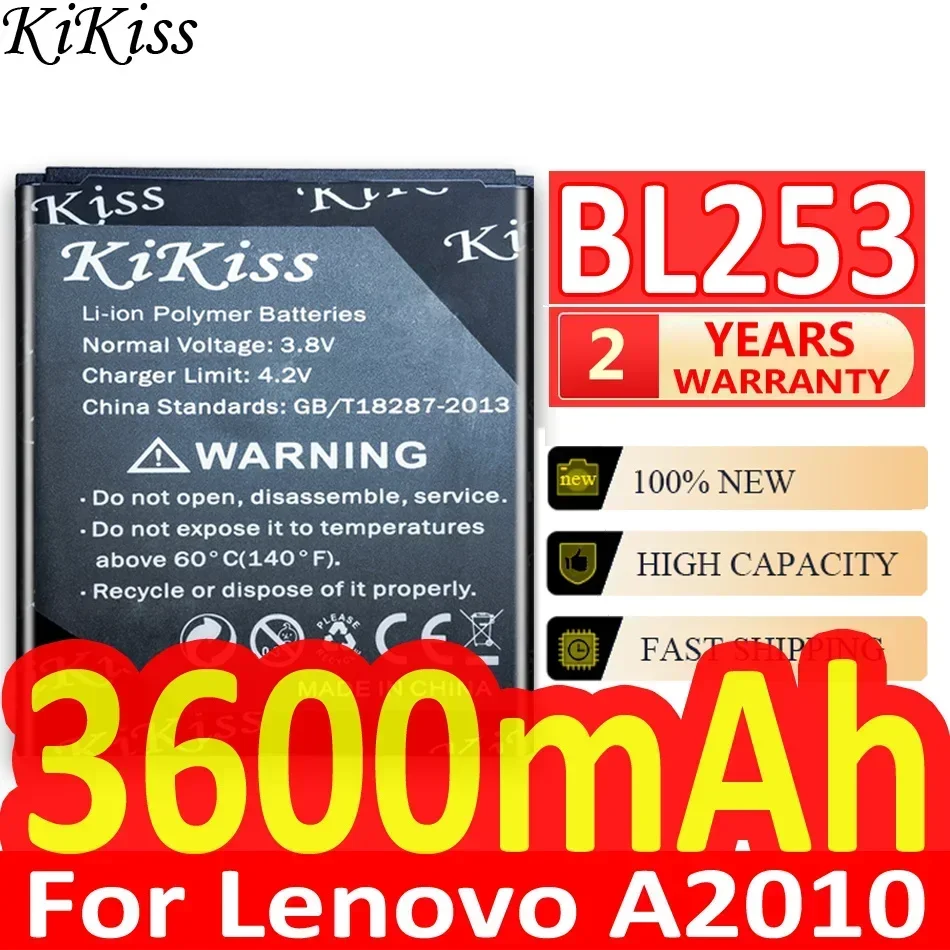 KiKiss Battery 3600mAh BL253 Mobile Phone For Lenovo A2010 A1000 A1000m A 1000 Rechargeable