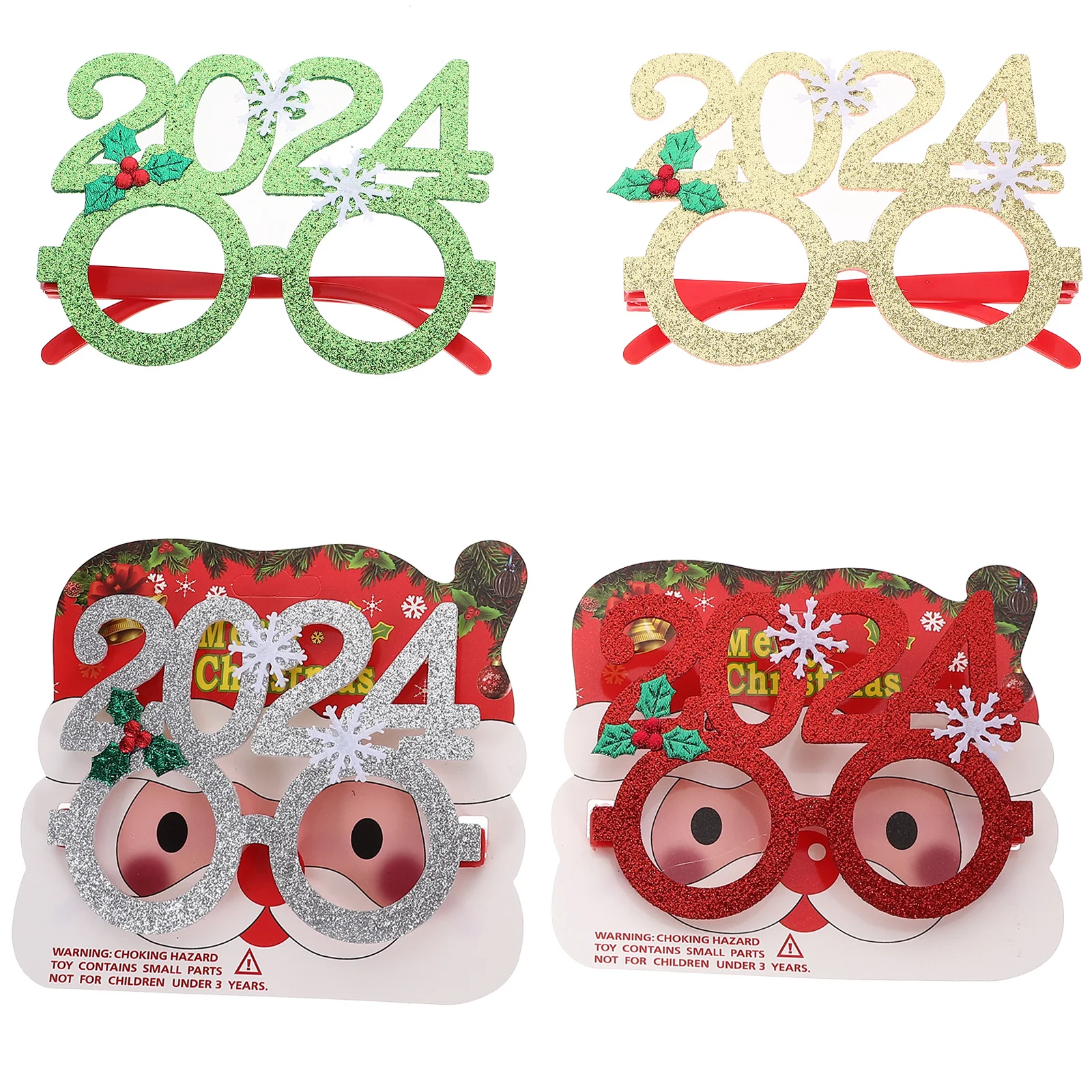 

4 Pcs Decor New Year Glasses Party Funny Photo Props Decorate Felt Holiday Frames