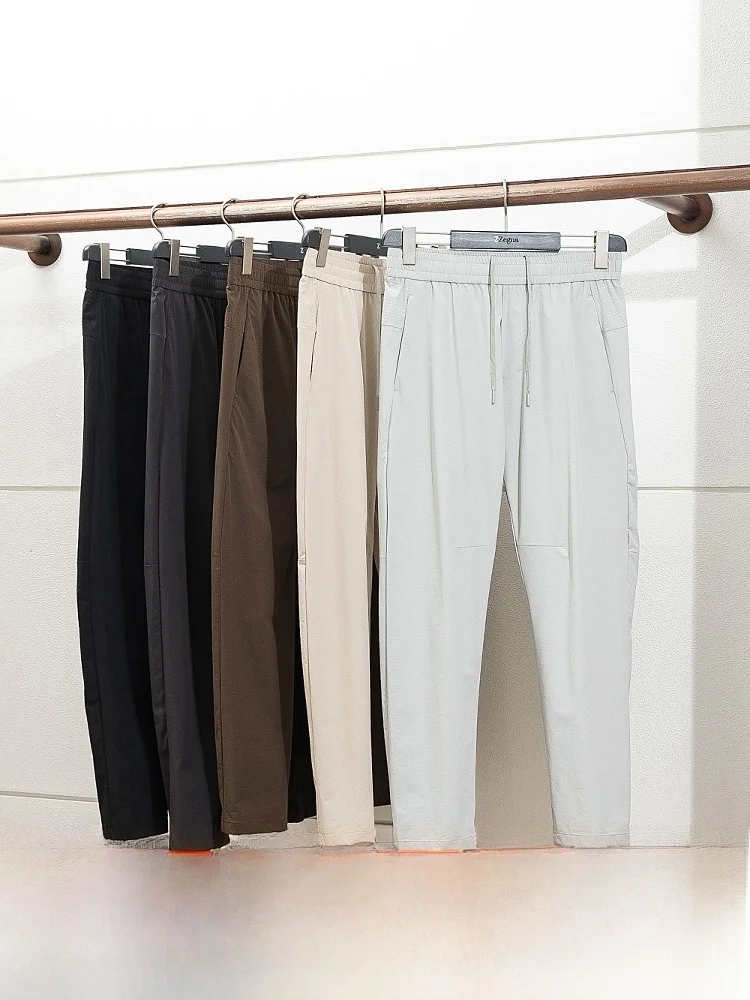 Ultra-Thin Breathable Men's Sporty Casual Pants Fluid Tailoring Quick-Dry Lightweight Comfortable Spring Summer Trousers