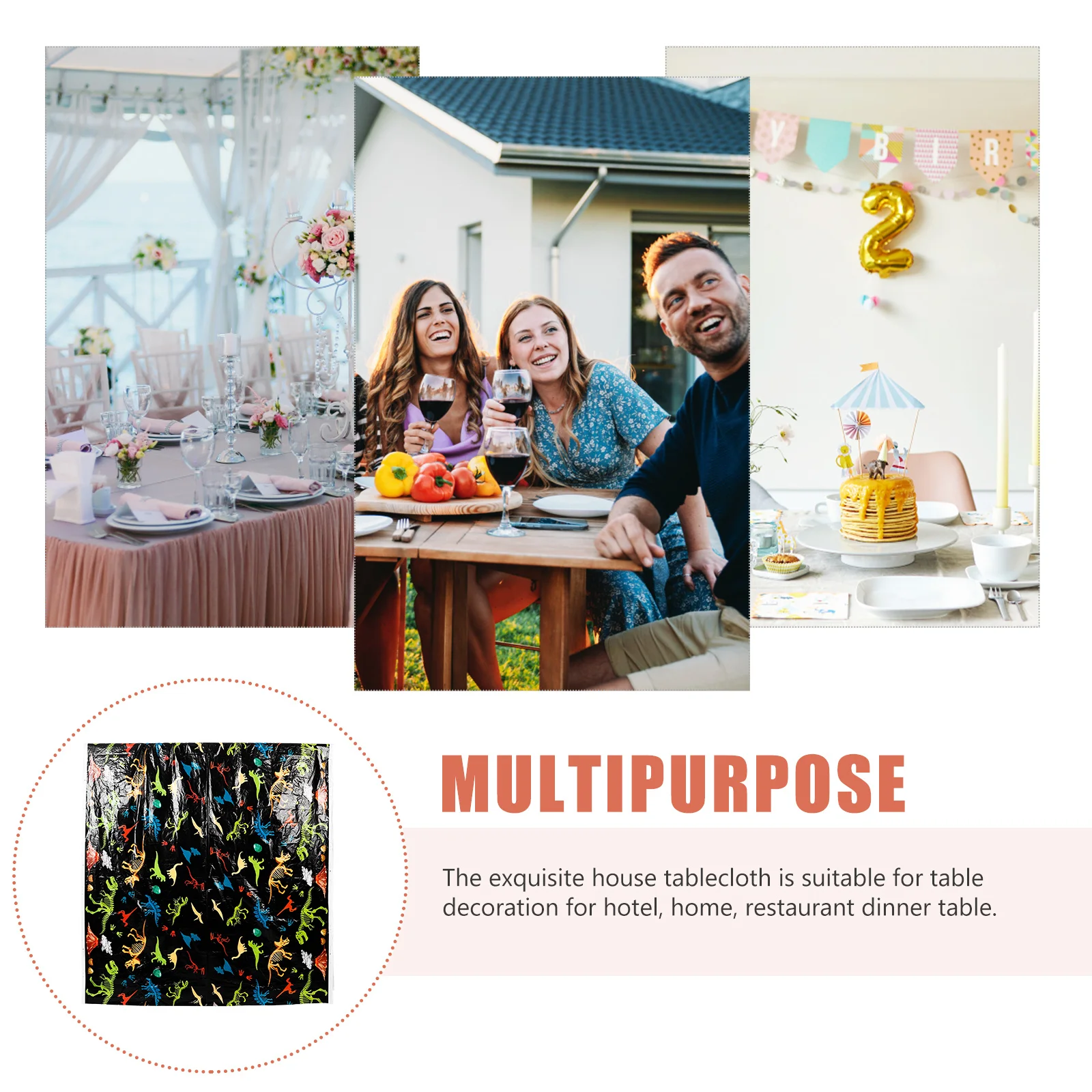 

Dinosaur Themed Tablecloth Disposable Rectangular Table Cover for Party Outdoor Indoor Events Home Kitchen Decor