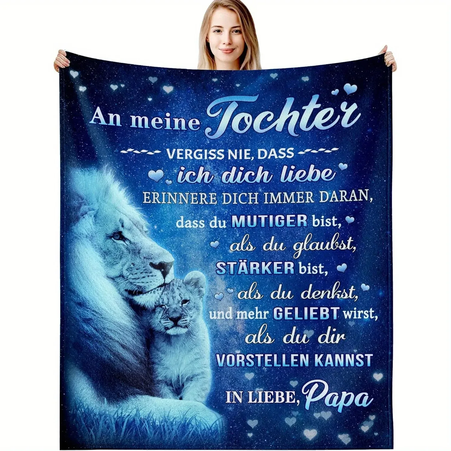 

German Daughter Gift Blanket - Soft Fleece German Text Love Throw