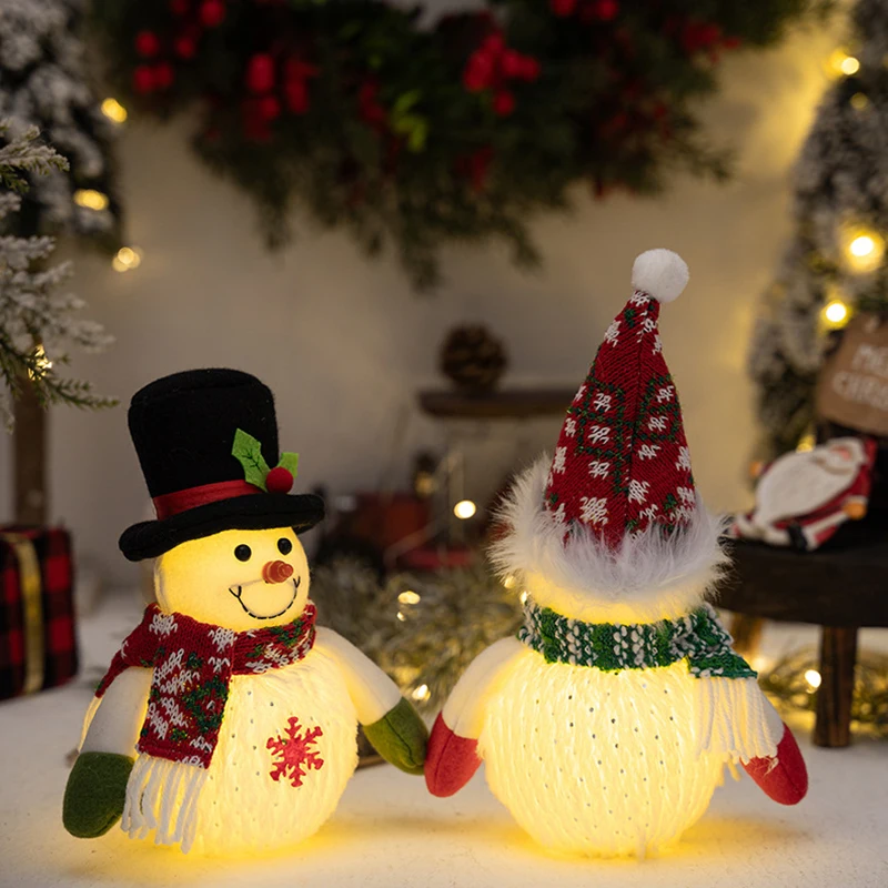 Christmas Glowing Snowman Doll Ornaments Snowman Glowing Holiday Light Winter Holiday Party Home Small Ornament