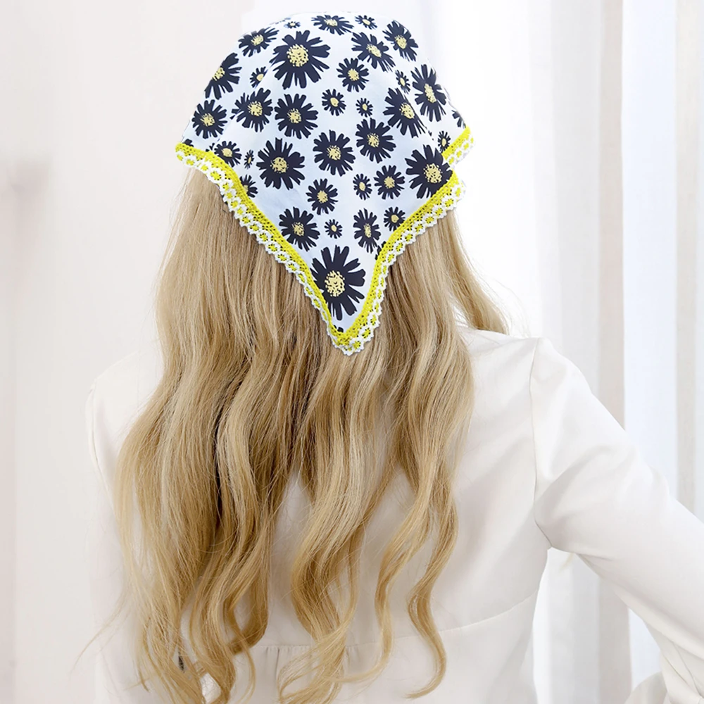 Summer Flower Printing Hair Scarf Hairband Straps Daisy Headband Triangle Bandana Kerchief Women Girl Headwear Hair Accessories