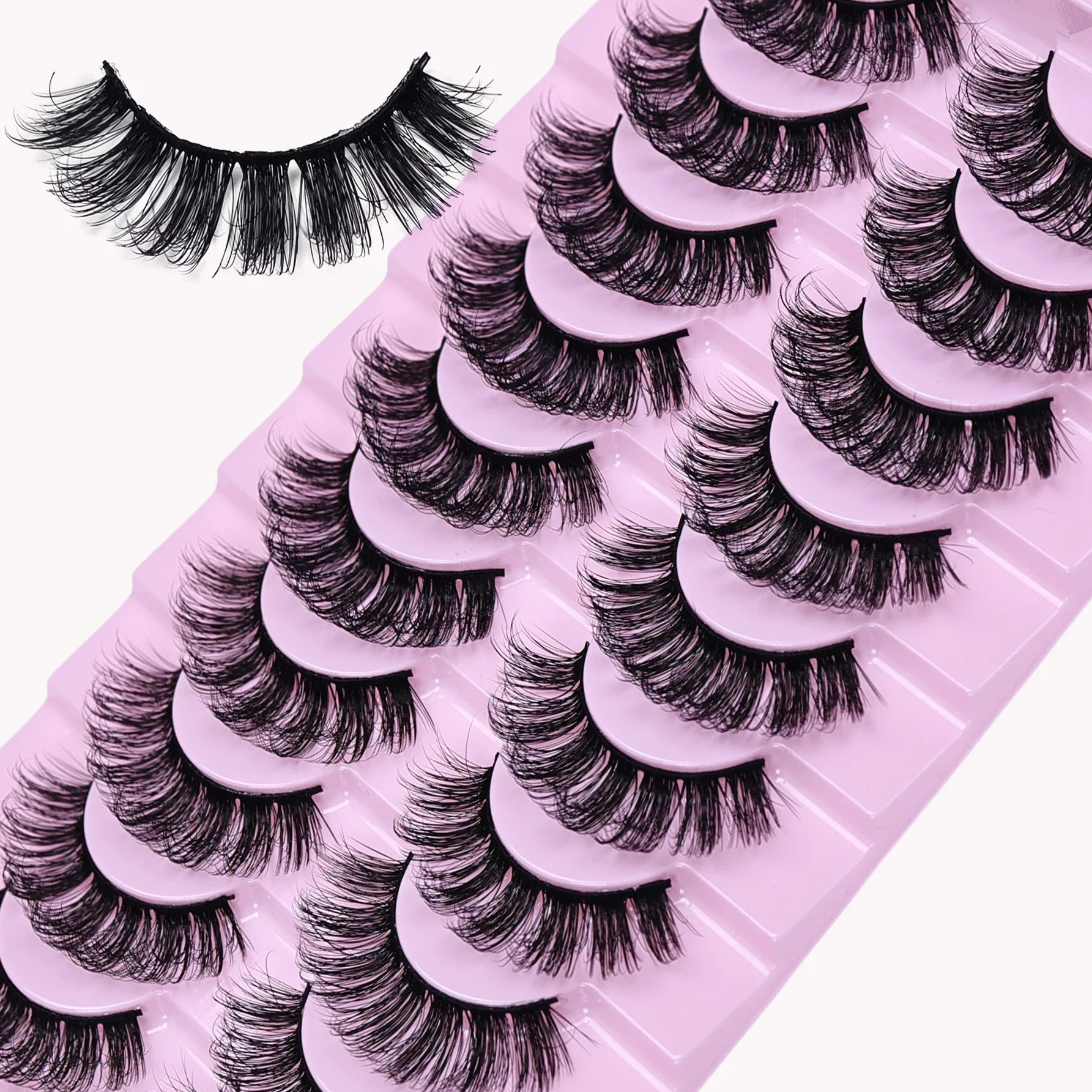 10 Pairs Natural Look False Eyelashes Thick Fluffy Fake Lashes Pack Wispy Strip Fake Eyelashes Cat Eye Lashes that