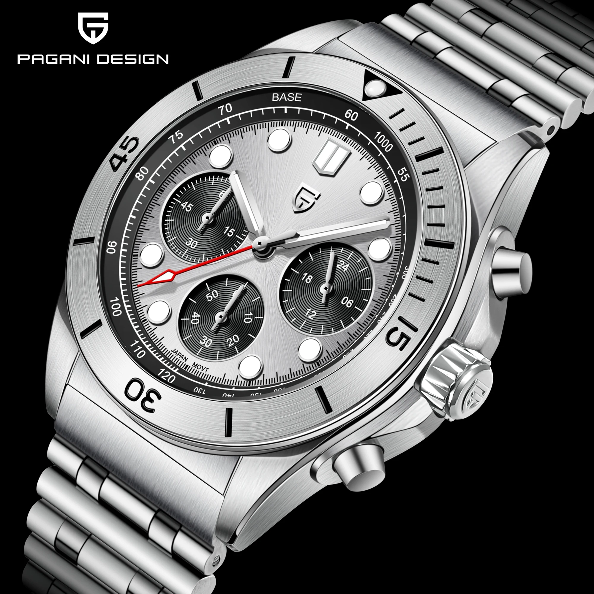 PAGANI DESIGN 2022 New Luxury Quartz Watch For Men 100M Waterproof Chronograph Steel Wristwatch AR Sapphire Glass Men\'s Watches