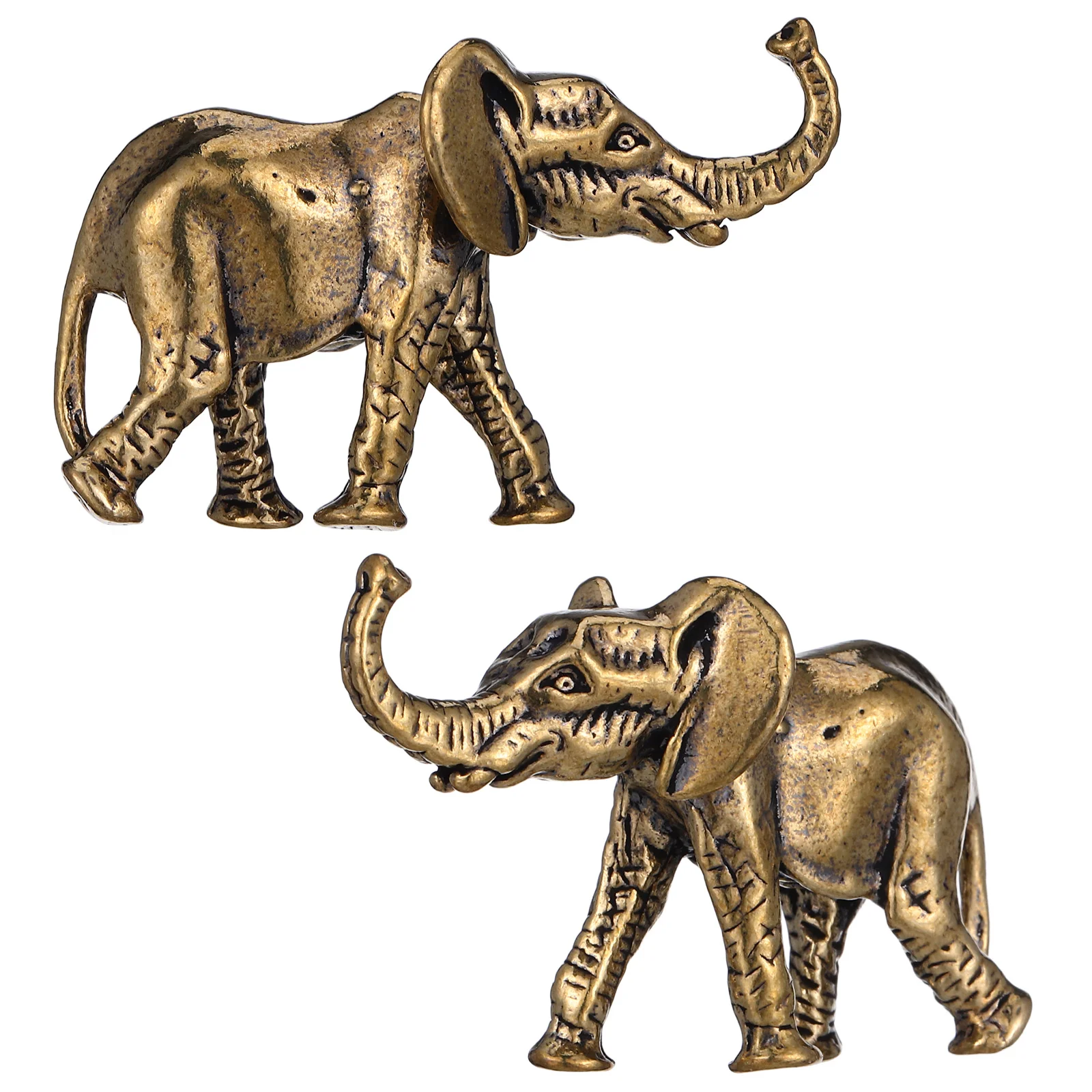 

2 Pcs Brass Elephant Figurine Toy Sculpture Exquisite Statue Decor Creative Ornament Craft Statues Decoration
