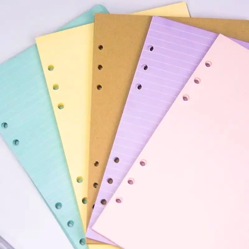 40Sheet A6 Red Pink Green Loose-leaf Colorful Refill Inner Page Line Blank Grid Inner Page Inside Paper Stationery