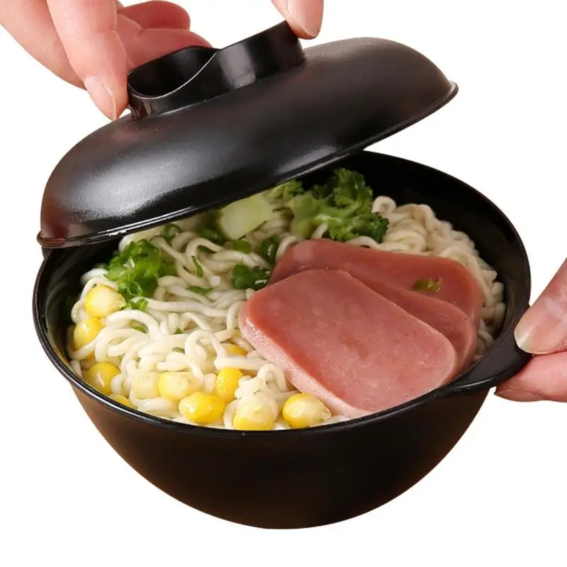 Cuenco de Ramen con tapa, cuencos de fideos instantáneos con tapa, cuenco para microondas, no es fácil de quemar, mango Binaural, calefacción conveniente para