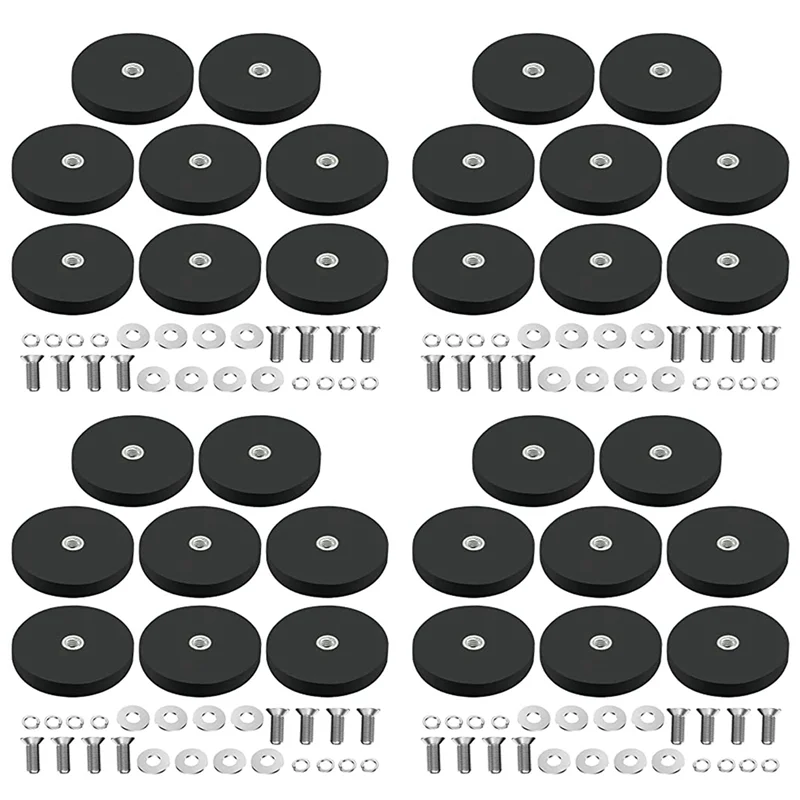

ABVG-32Pack Магнит с резиновым покрытием, неодимовый магнит с резиновым покрытием, Ø 43 мм, магнит с защитой от царапин, наружная резьба M6, черный