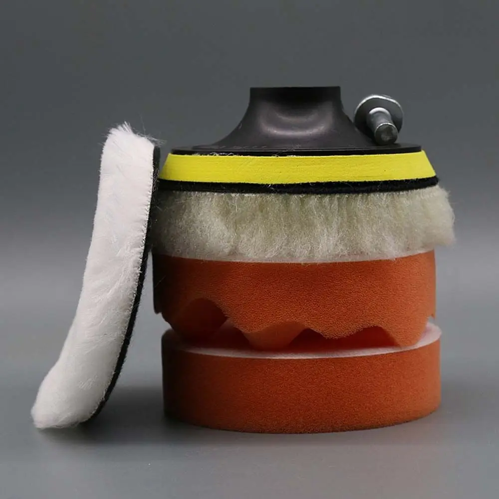 6pcs Electric Drill Connecting Rod Polishing Pad Self-Adhesive Car Polishing Disc Wax Collecting Tray Wool Wheel Waxing Sponge