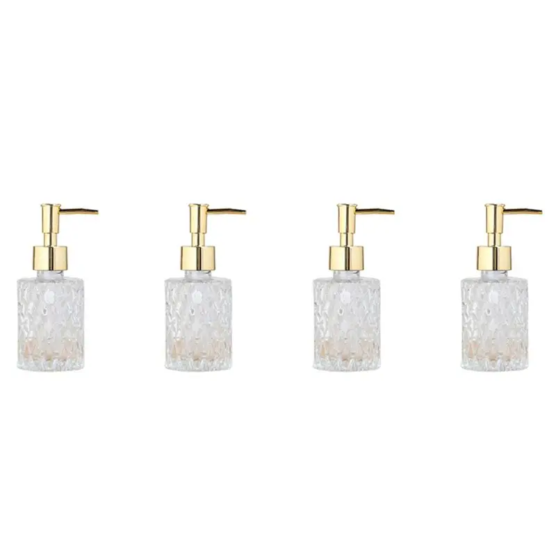 

ABVT-4X Multipurpose Mesa Soap Dispenser Easy To Clean Glass Soap Pump Dispenser Perfect For Kitchen And Bathroom (Gold)