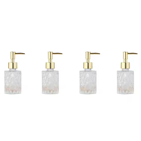 ABVT-4X Multipurpose Mesa Soap Dispenser Easy To Clean Glass Soap Pump Dispenser Perfect For Kitchen And Bathroom (Gold)