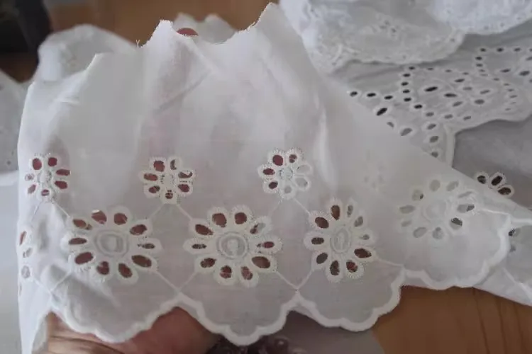 High Quality Single Side Flower Cotton Thread Embroidery Cotton Lace DIY Dress Skirt Trim Extended Stitching Accessories image 5