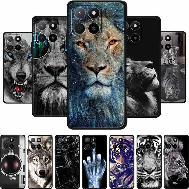 

For Honor Play9A Play 9A Case 9 A Phone Cover Lion Black Silicone Soft Back Cover For Honor X5b Plus X6b X8b X8c X6c Case Coque