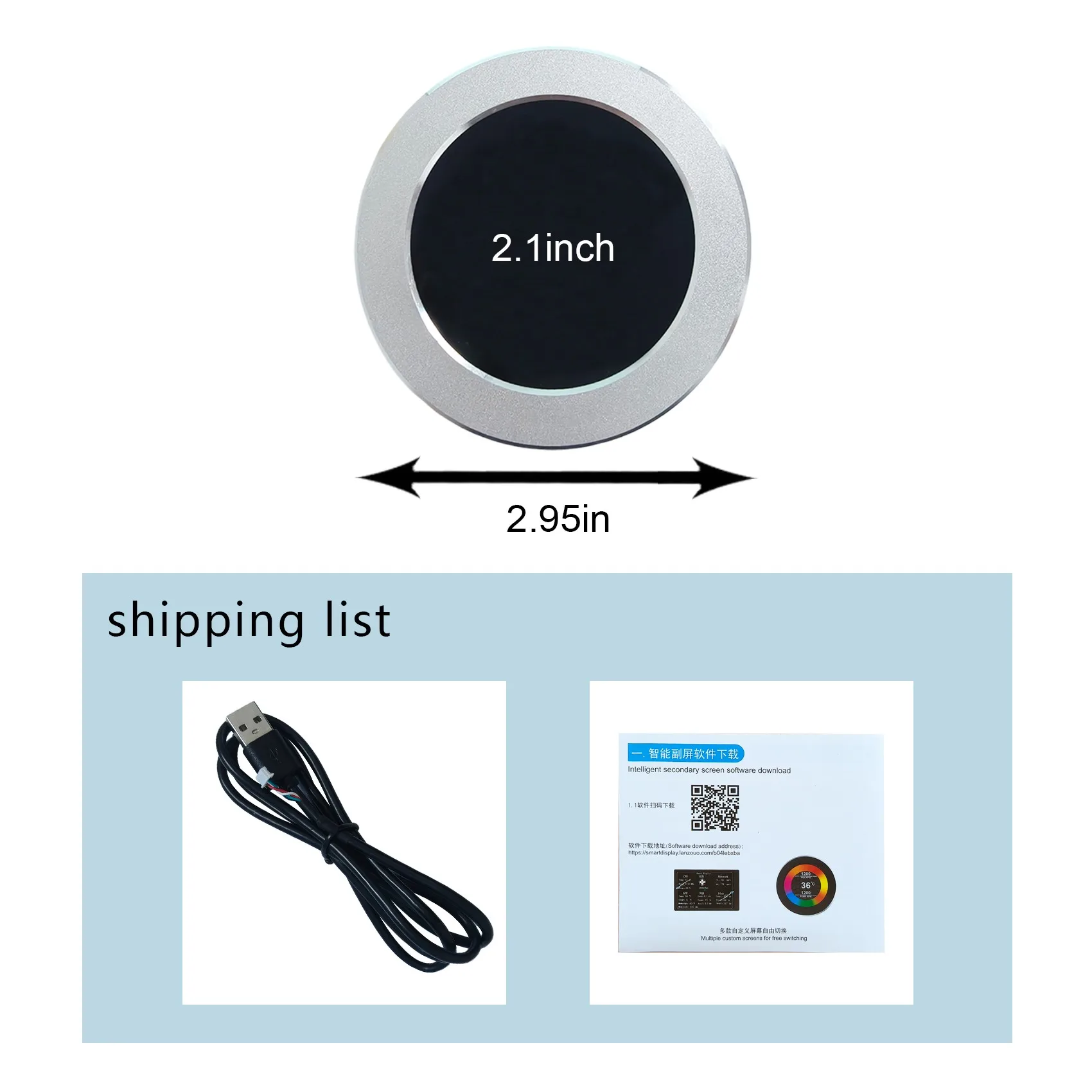 Monitor de caja de PC blanco de 2,1 pulgadas 480x480 Monitor de puerto USB de temperatura de CPU GPU con tema incorporado