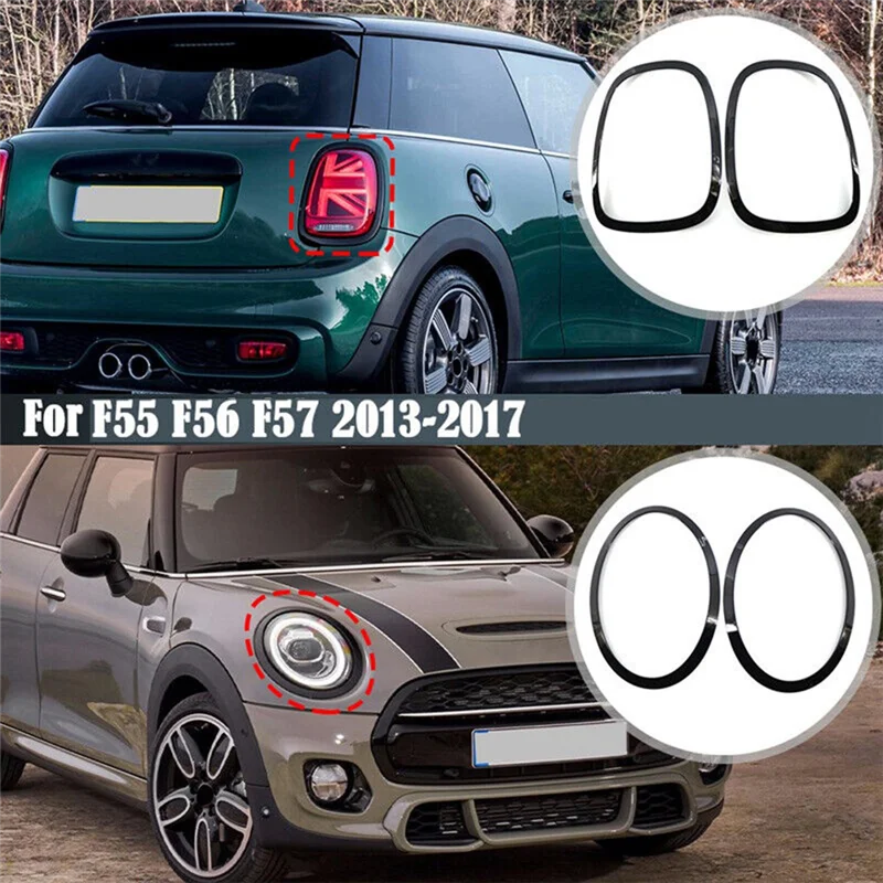 

For 14-21 Mini Cooper F55/F56/F57 JCW Black Headlight+ Rear Taillight Rings Trim Decor Replacement Parts Accessories