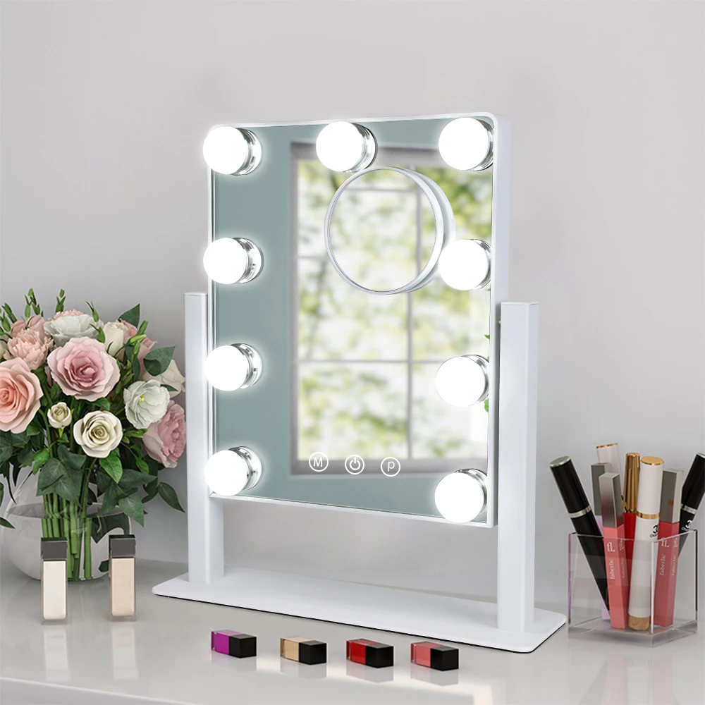 Depuley Makeup Mirror Vanity LED with 9Pcs Dimmable Light Bulbs Lighted Makeup Mirror with Smart Touch Cosmetic Beauty Mirror