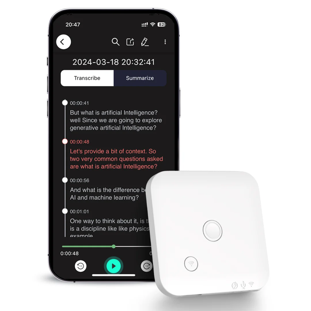 2025 AI-Powered Voice Recorder and Call Recorder with Speech-to-Text & Summarization, Supports 100 Languages, 64GB Storage