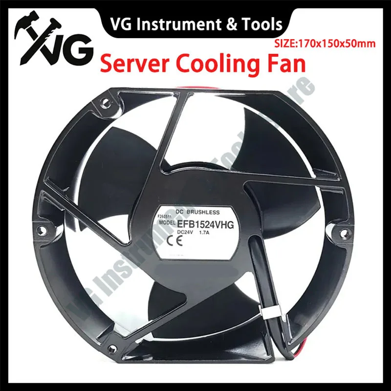Original For Cooling Fan 2-Wire EFB1524VHG DC 24V 1.7A 28.1W 17050 170x150x50mm 4300RPM