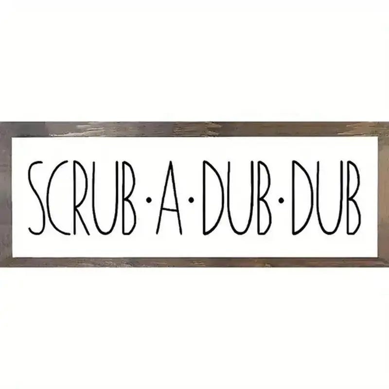 [2D FLAT] قطعة واحدة من اللافتات المعدنية، مقاس 4 × 16 بوصة، لافتة خشبية لديكور الحمام