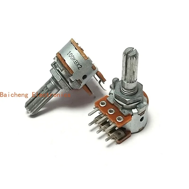5PCS Amplifier volume RK16 dual 6-pin potentiometer A10KB10KB50KB100K 20 flower axis