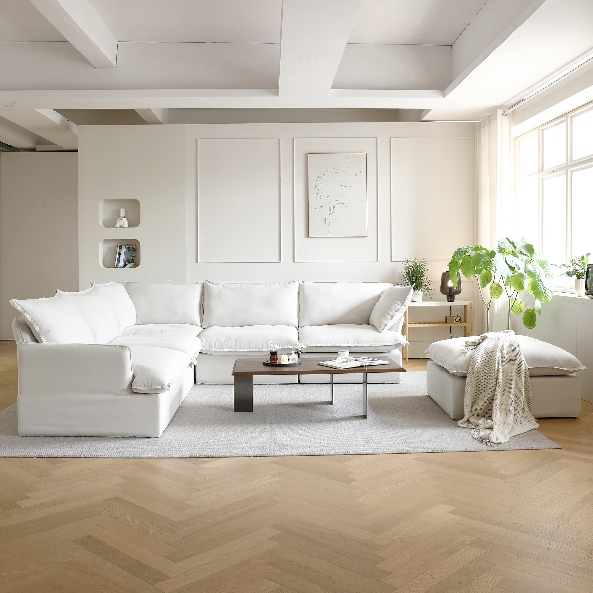 

ATUNUS USA Warehouse in Stock Drop Shipping Sofa Modern Living Room Furniture White Modular Sectional Couch Sofa Set