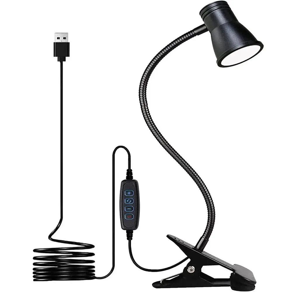 

Flexible 3 Color Modes LED Desk Lamp Black Adjustable LED Clamp Book Light 360° Turn Strong Clamp Clip On Reading Light Bedroom