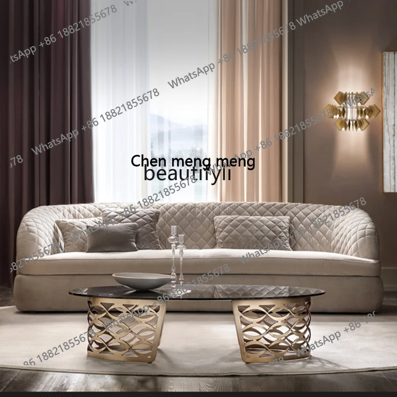 

Italian Style Light Luxury Sofa Living Room Fabric Sofa Simple Post-Modern American Hong Kong Style Sofa