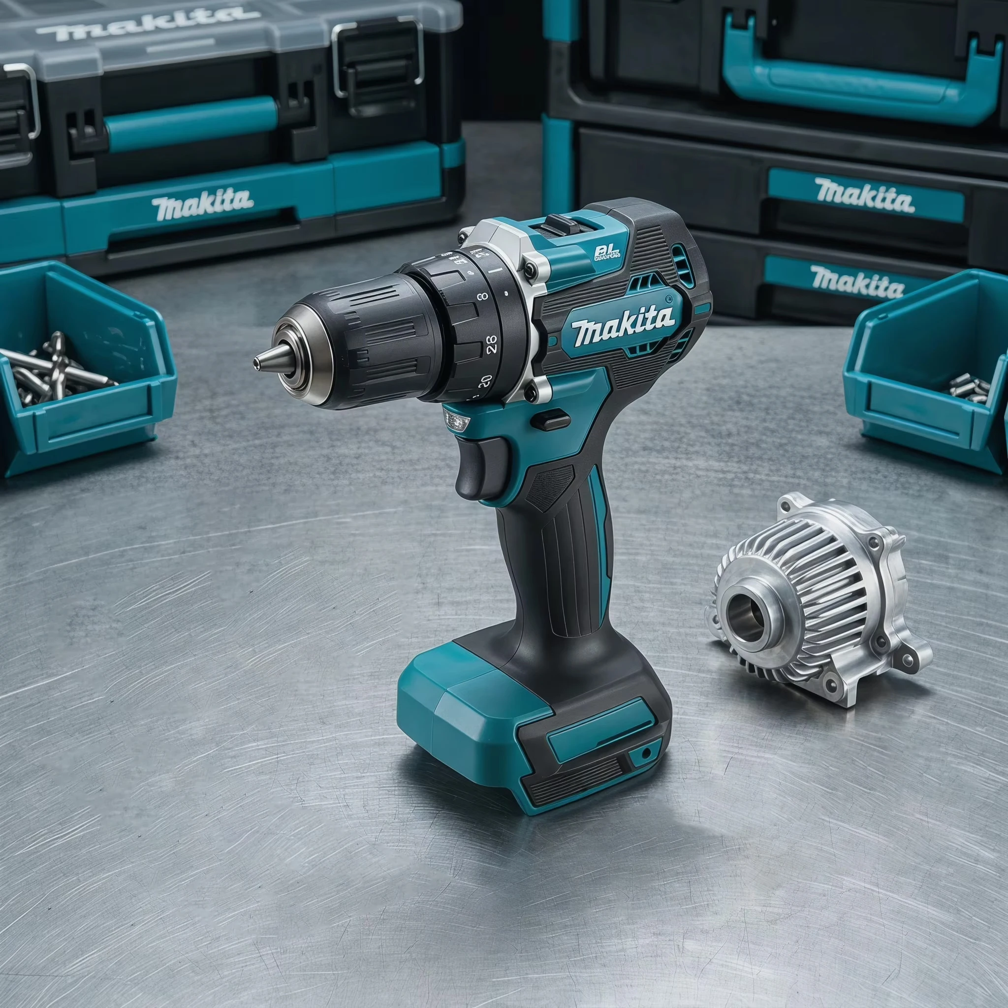 Autentica trapano avvitatore a percussione senza fili Makita DHP487Z, con mandrino a sgancio rapido da 13 mm, multifunzione per forare e avvitare, ideale per lavori di ristrutturazione e costruzione